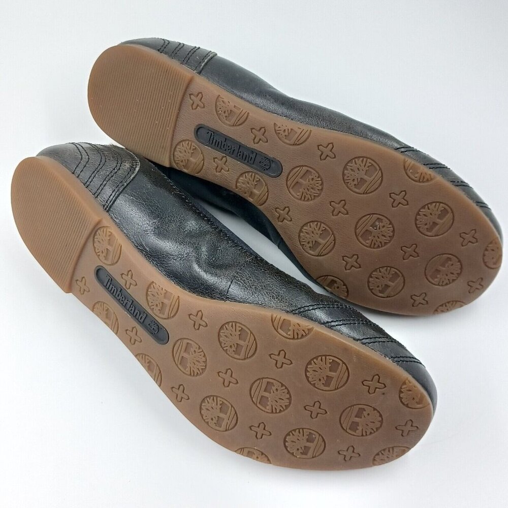 Timberland Women's Shoe Black Sz 8 Leather Earthkeepers Rubber Sole Ballet Flats - Picture 8 of 9